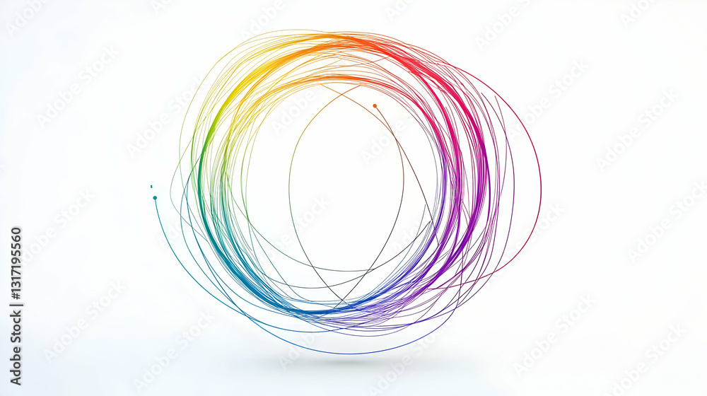 Vivid Concentric Circles of Rainbow Colors on a White Background in a Circular Design Vivid Concentric Circles of Rainbow Colors on a White Background in a Circular Design