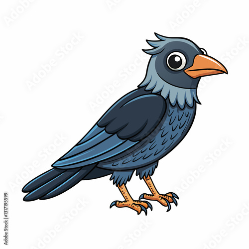 vector illustration of a jackdaw bird