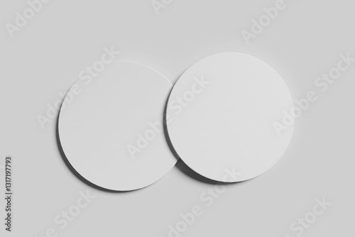 blank beer coasters on white background. Isolated with clipping path