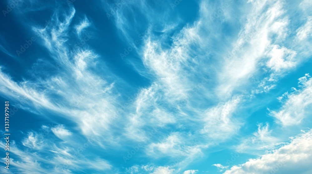 Professional Image of Wispy Clouds in a Blue Sky for Design Projects Professional Image of Wispy Clouds in a Blue Sky for Design Projects