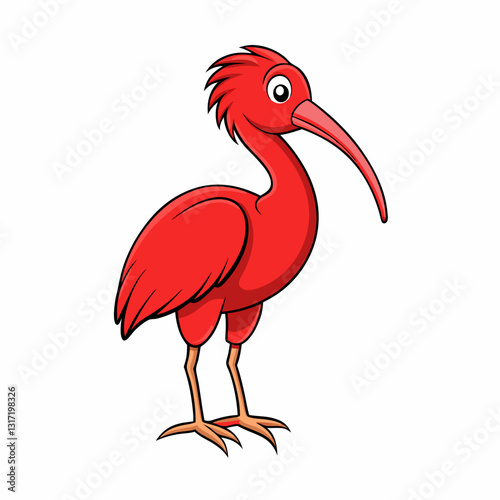 vector illustration of a scarlet ibis