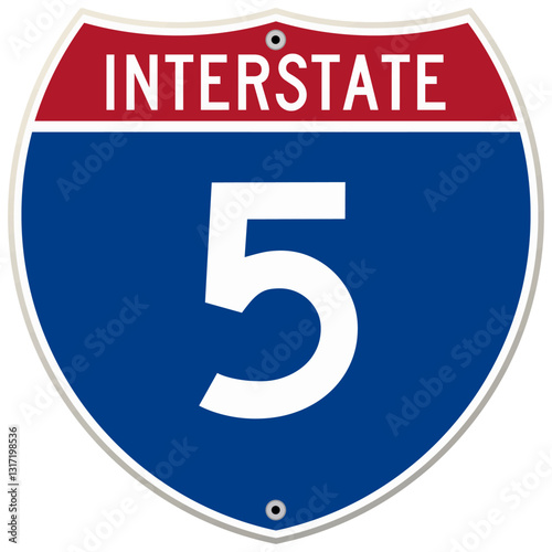 Interstate 5 Road Sign vector illustration