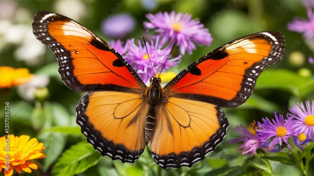 Fototapeta premium A close up of a butterfly sitting on top of a flower.