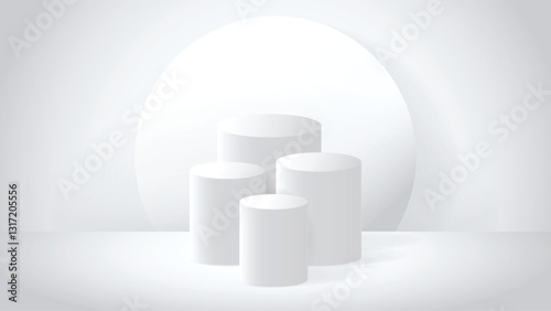 4 Circle cylinder for product display pedestal with background vector illustration