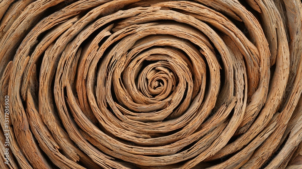 Fototapeta premium Intricate Spiral Pattern of Natural Wood Texture in Brown Tones