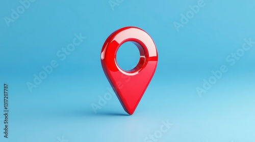 Red glossy map pin icon on light blue background. 3D rendering of location marker. Minimalist design Free Download Red glossy map pin icon on light blue background. 3D rendering of location marker. Minimalist design - GFXLoad