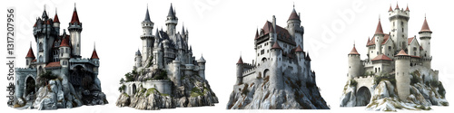 Dark fantasy haunted castle cut out element set