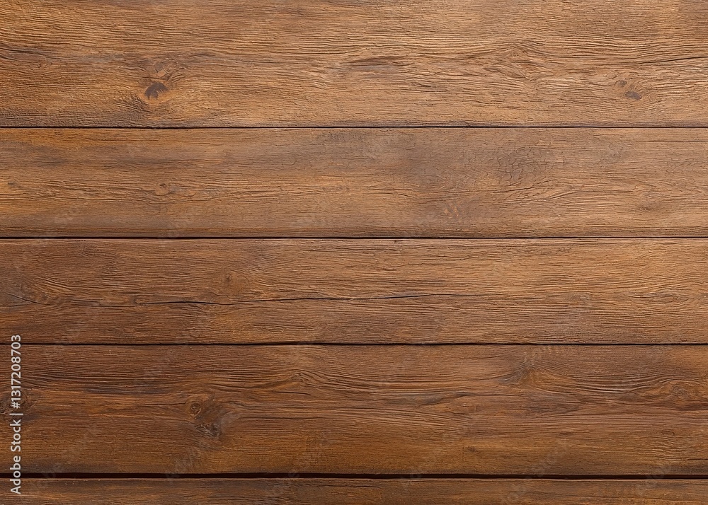 Fototapeta premium A close-up view of textured wooden planks, showcasing a warm brown color and natural grain patterns.