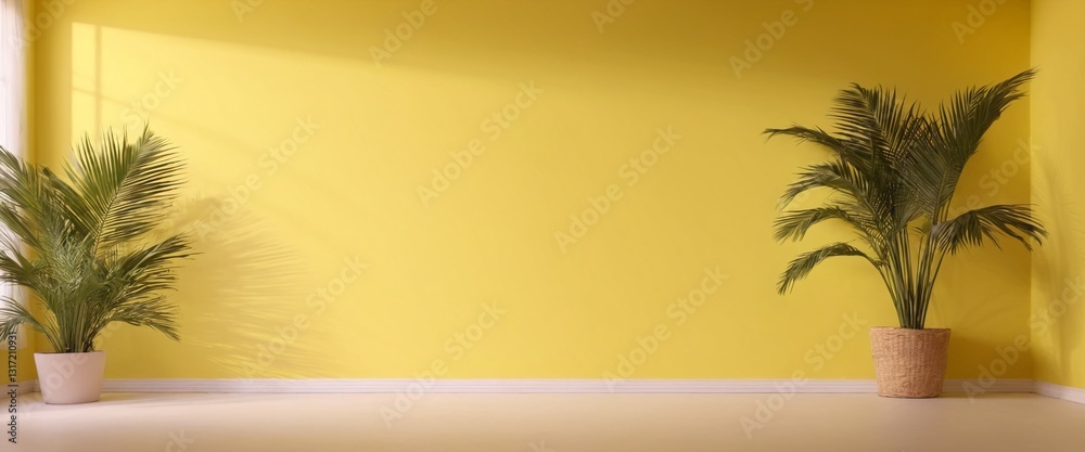 The wall. yellow color gradient studio background for product presentation