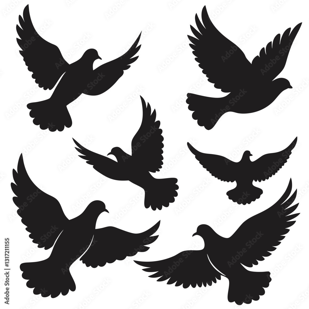 Obraz premium dove silhouettes vector art