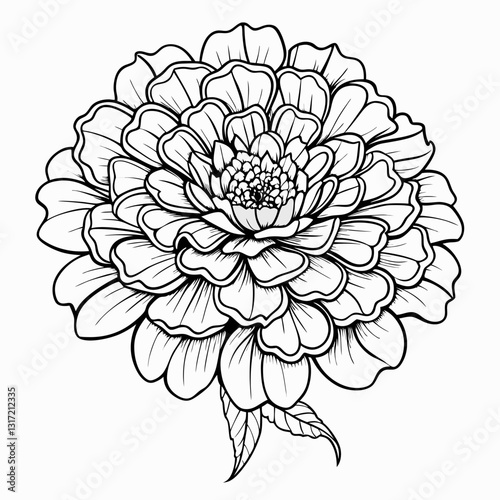 Marigold Flower line art