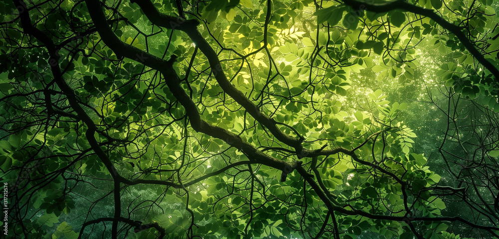 A tranquil forest landscape bathed in sunlight, where rays filter through the leafy green canopy, creating a serene and calming atmosphere. A tranquil forest landscape bathed in sunlight, where rays filter through the leafy green canopy, creating a serene and calming atmosphere.