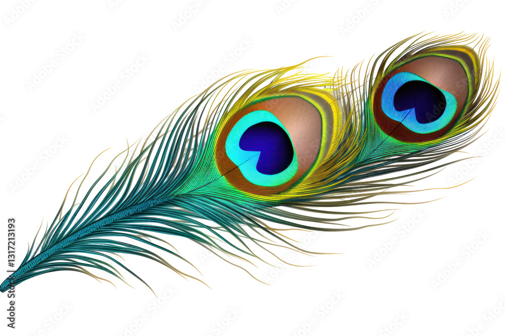 Obraz premium peacock feather on white background