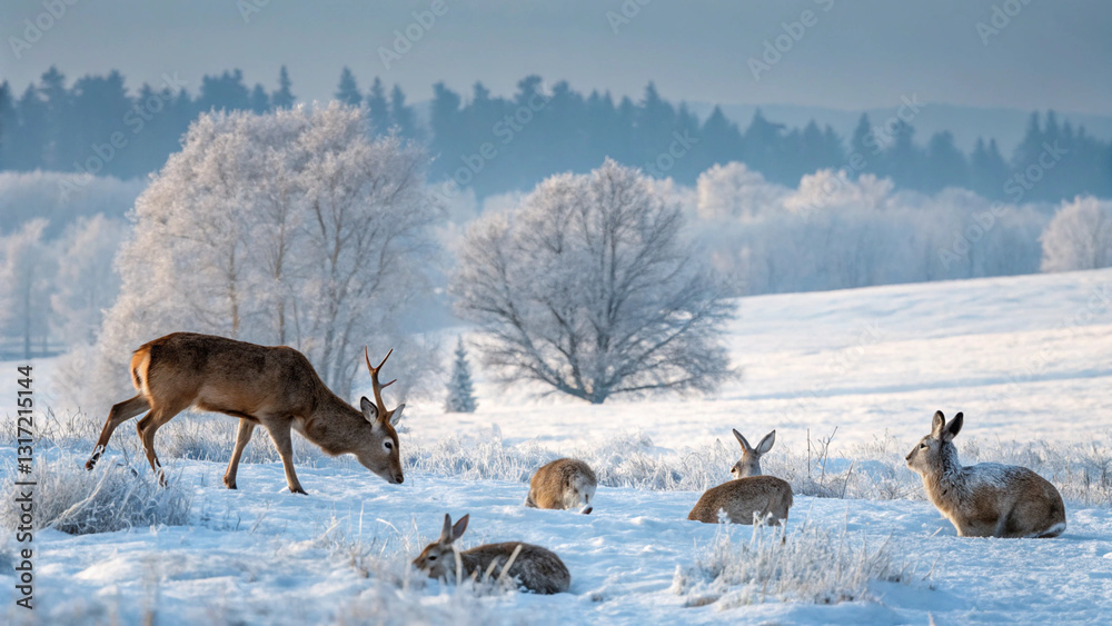 deer in the snow deer in the snow