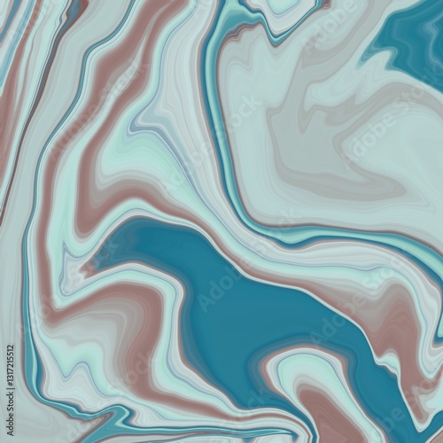 Abstract pattern featuring swirling shapes in shades of blue, brown, and white.