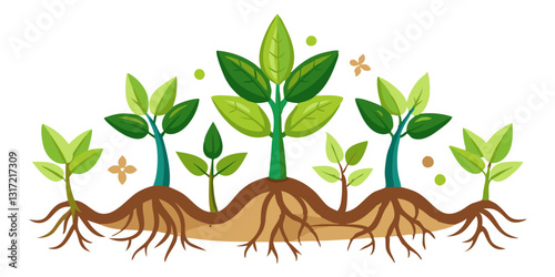 Vector illustration of an abstract background with vegetables, plant, leaf, nature, tree, vector, spring, eco, leaves, illustration, branch, growth, design, environment, ecology, flower, icon, life, g