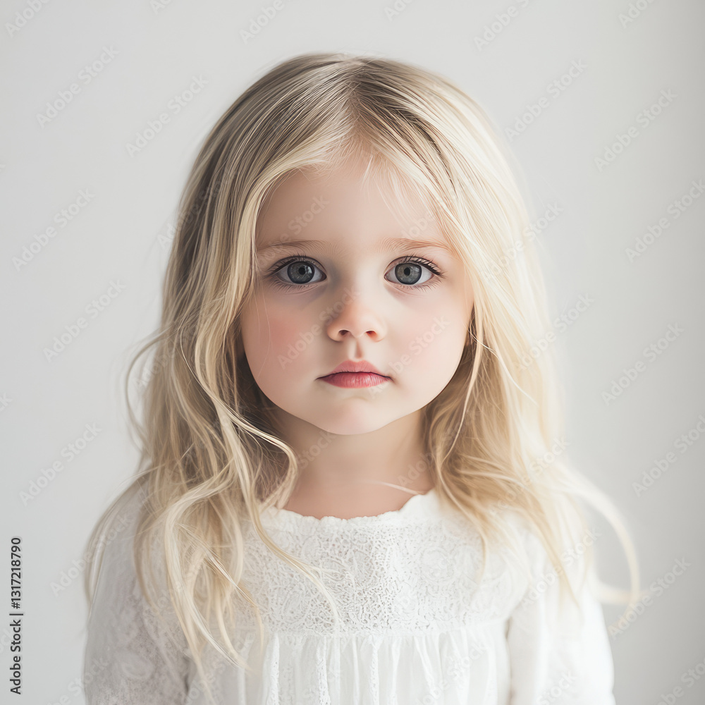 Adorable Blonde Toddler Girl Portrait on white background Adorable Blonde Toddler Girl Portrait on white background