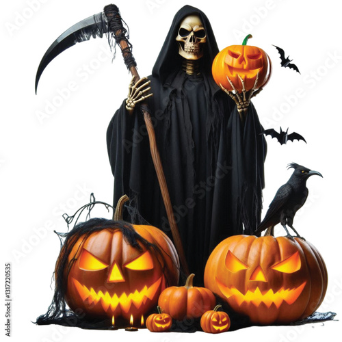 halloween pumpkin and bats
