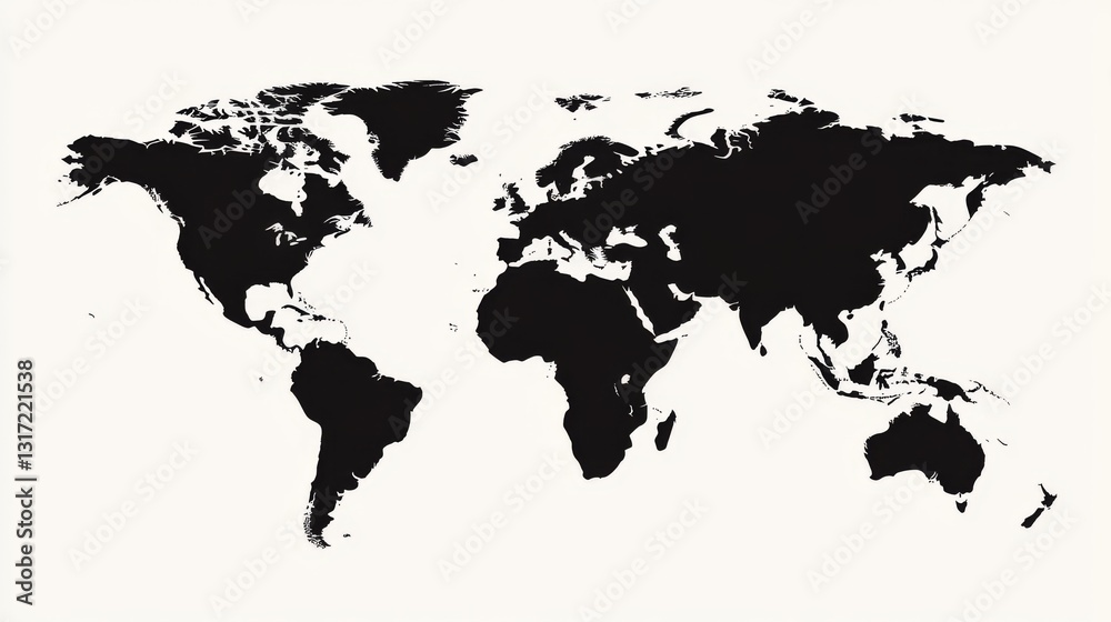 World map silhouette design on white background for informative educational decor and travel inspiration World map silhouette design on white background for informative educational decor and travel inspiration