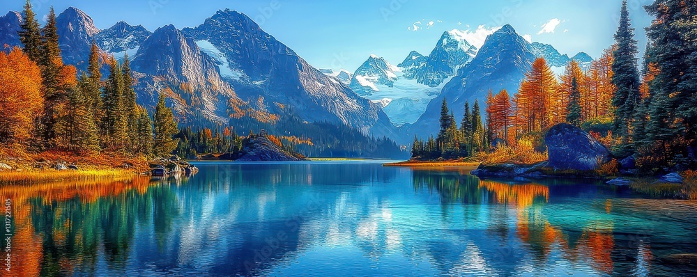 Obraz premium Stunning mountain lake in Chamonix France surrounded by the majestic Alps and vibrant sky showcasing the beauty of nature at Lac de Cheserys with Mont Blanc in the background.