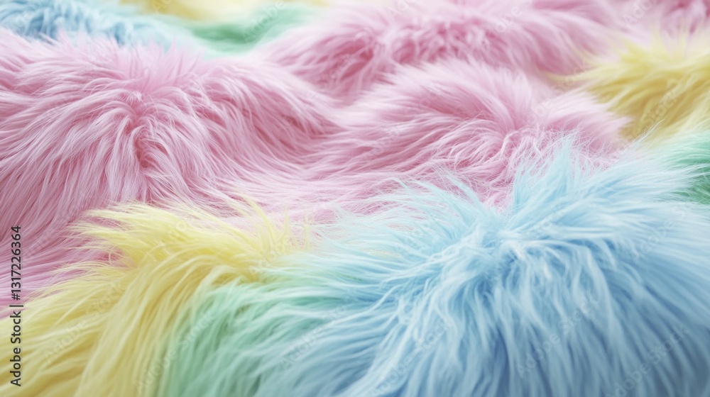 Obraz premium Pastel fur Soft textures in pink, yellow, blue, & green create a fluffy, calming surface