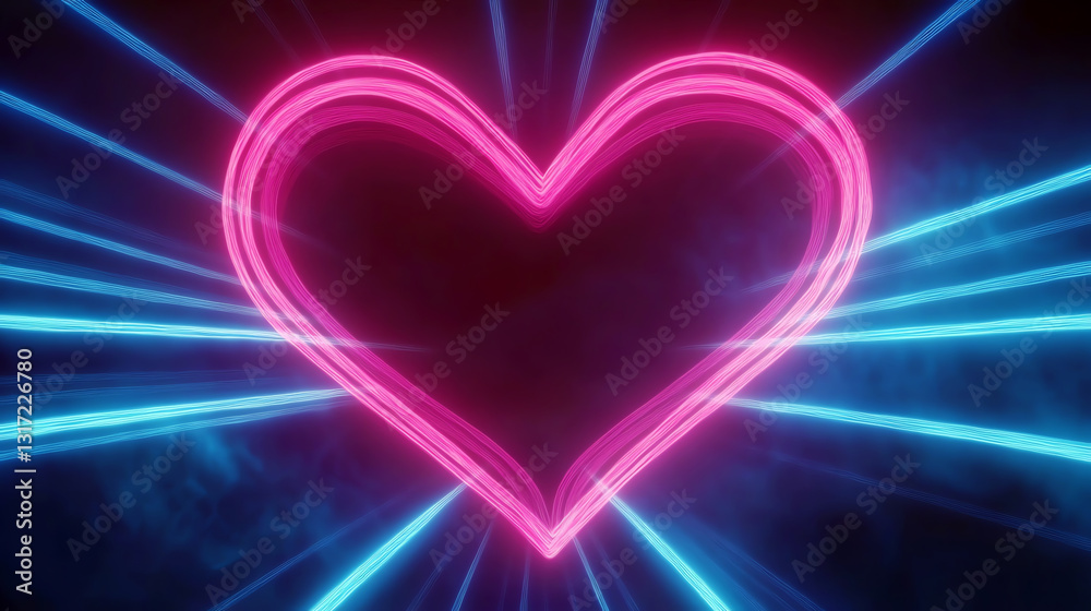 neon heart, AI generated neon heart, AI generated