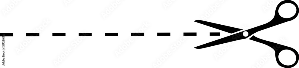 Scissor with cut or dotted line. flat icon style. Scissors black on transparent background. - stock vector Scissor with cut or dotted line. flat icon style. Scissors black on transparent background. - stock vector