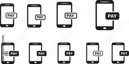 Black Smartphone Icon with Payment Button Representing Online Payment Gateways