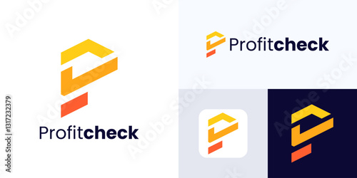 P check mark logo vector with geometric design, Simple modern icon P for identity symbol, Letter P integrated with check logo sign vector illustration, Initial P logo for business identity