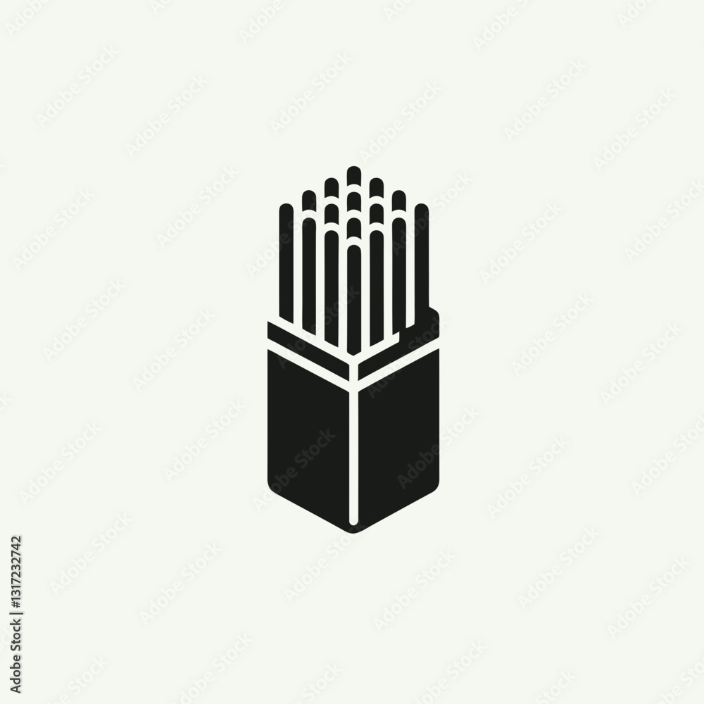 very simple flat and minimalist Toothpick Box silhouette in black on a white background very simple flat and minimalist Toothpick Box silhouette in black on a white background