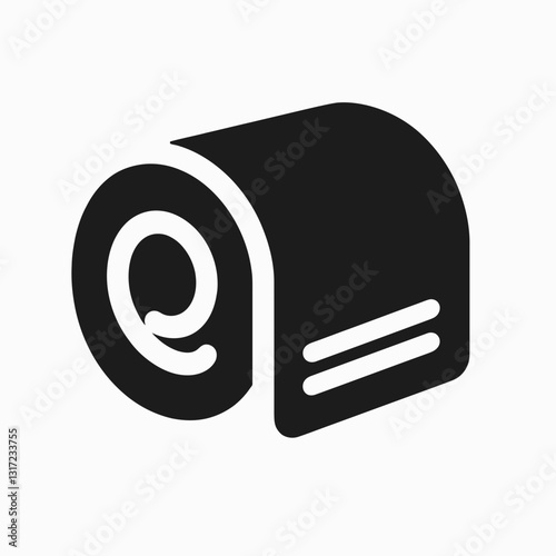  very simple flat and minimalist Towel Roll silhouette in black on a white background