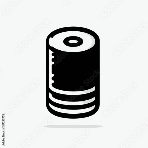  very simple flat and minimalist Towel Roll silhouette in black on a white background