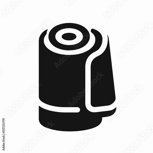  very simple flat and minimalist Towel Roll silhouette in black on a white background