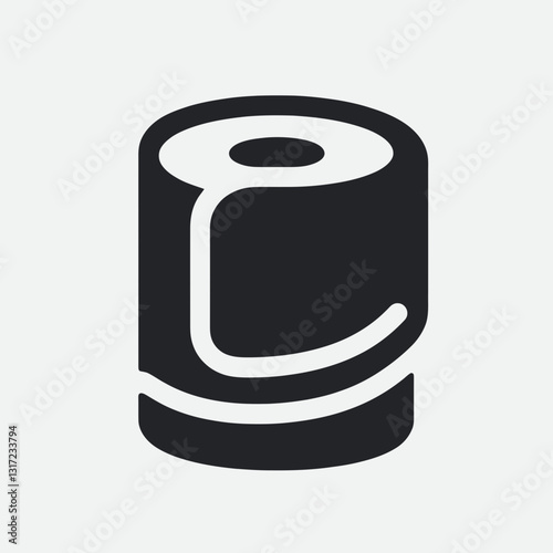  very simple flat and minimalist Towel Roll silhouette in black on a white background