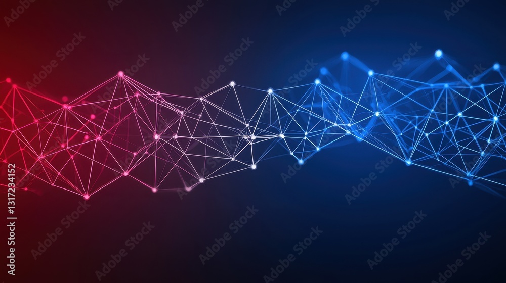 Obraz premium Abstract Connection Network with Blue and Red Color Gradient Design