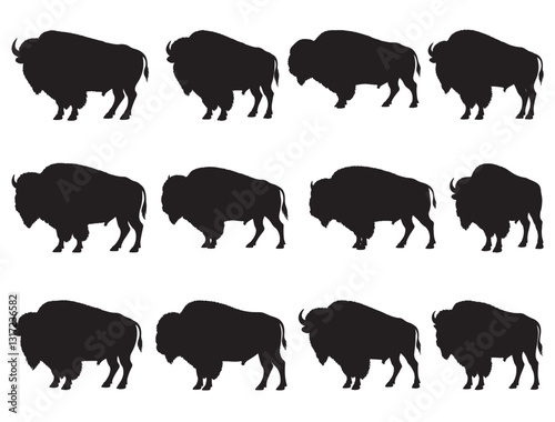 BISON SILHOUETTE WHITE BACKGROUND