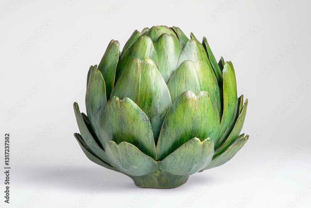 Obraz premium Extreme Close-Up of Fresh Green Artichoke Head in Textured Detail Against Soft Background
