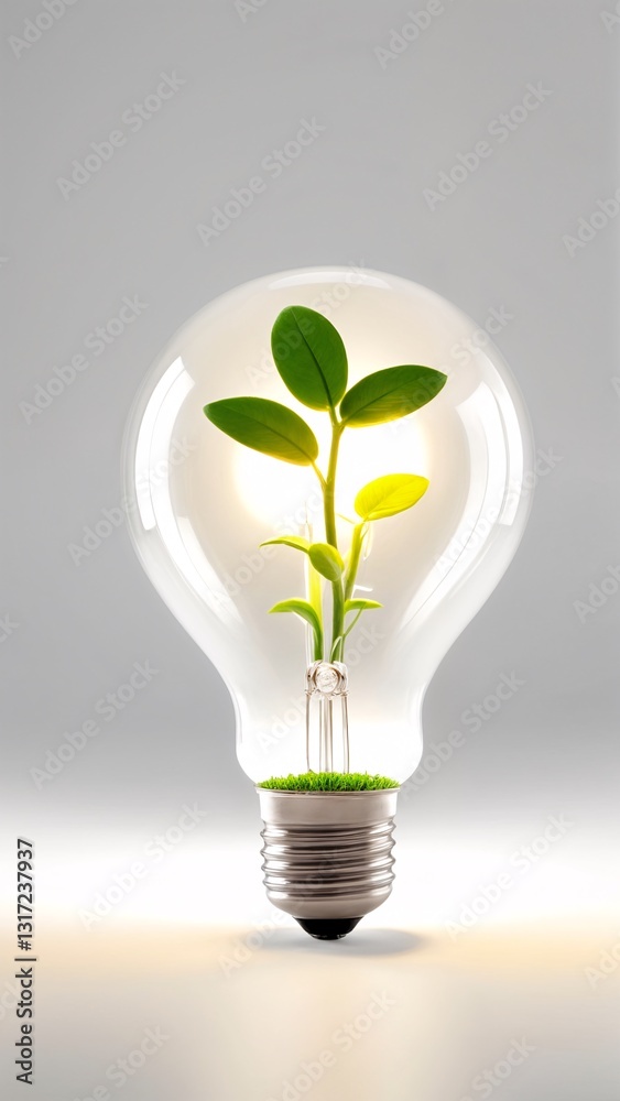 A light bulb with a plant inside of it. A light bulb with a plant inside of it.