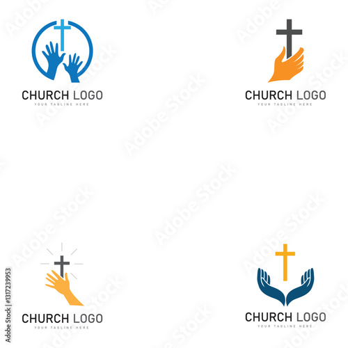 church christian logo vector icon design template. Christian symbols.