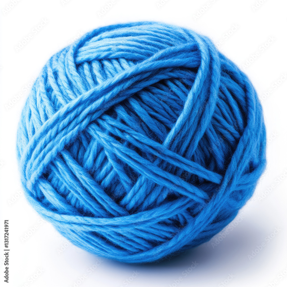 Blue Yarn Ball Knitting Crochet Supplies on white background Blue Yarn Ball Knitting Crochet Supplies on white background
