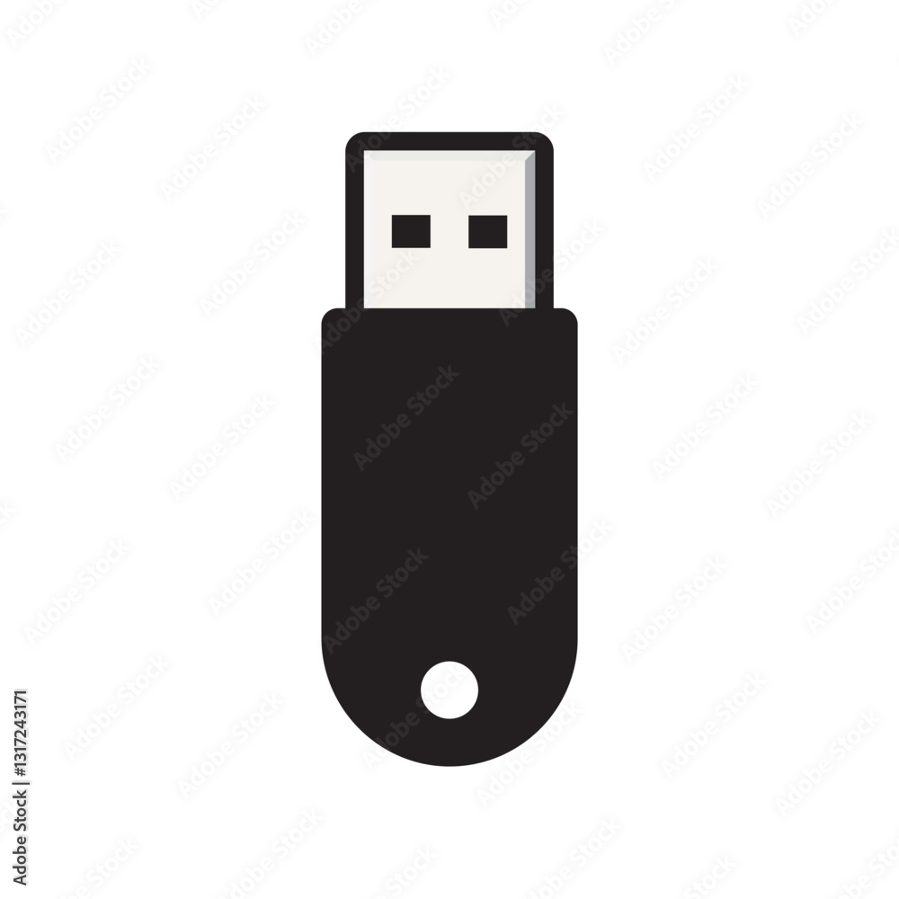 Simple black USB flash drive icon, representing data storage, file transfer, and modern technology. Ideal for digital, IT, and electronic device-related concepts. High-quality vector illustration. Simple black USB flash drive icon, representing data storage, file transfer, and modern technology. Ideal for digital, IT, and electronic device-related concepts. High-quality vector illustration.