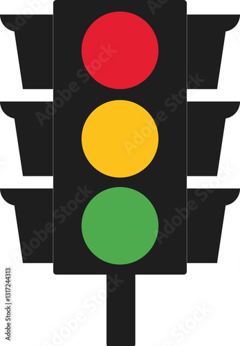 Red Yellow green Traffic Light vector icon. Traffic signal sign. Stoplight, Wait signal, Go signal Road Instruction, regulation symbol, traffic rules design element