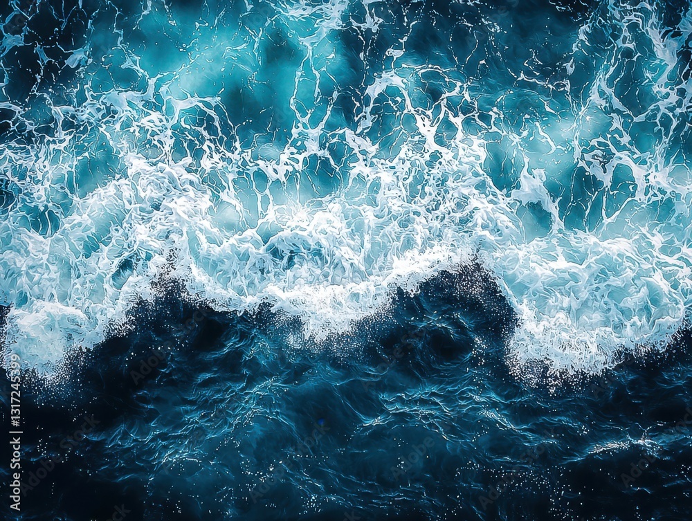 Fototapeta premium Epic Ocean Wave Photograph: Breathtaking Scenic Views of Large Sea Waves, Capturing the Majesty and Power of Nature's Might.