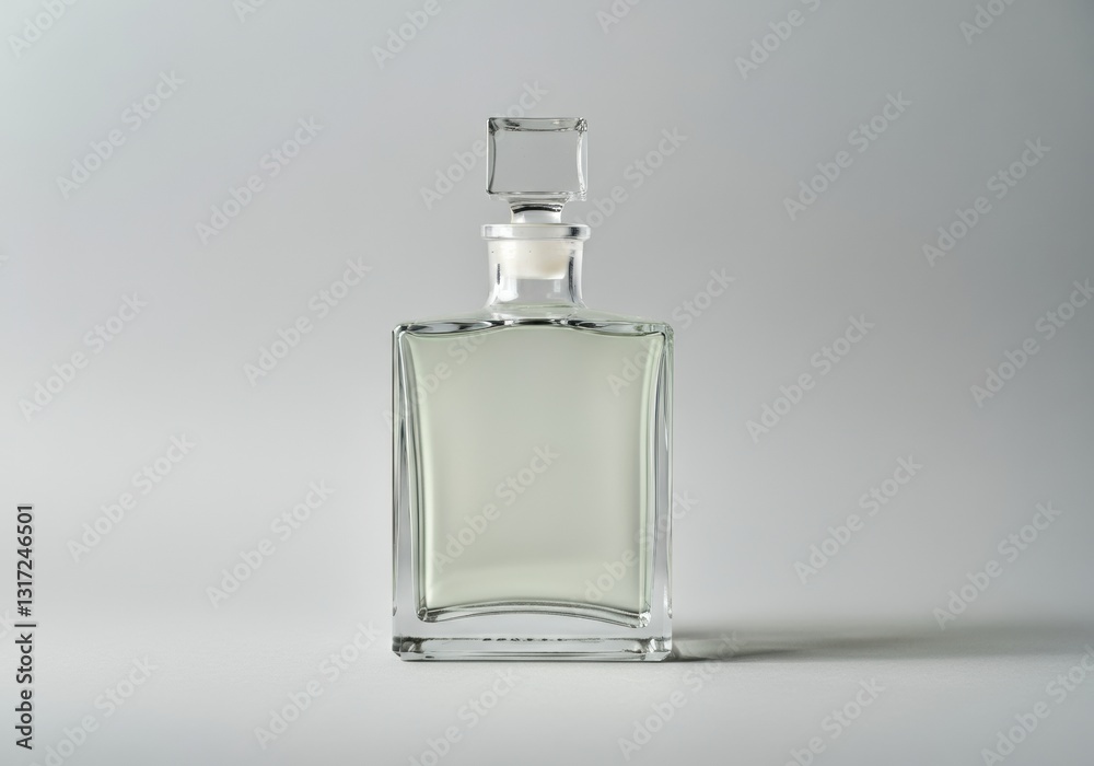 Elegant glass decanter with a minimalist design and clear liquid Elegant glass decanter with a minimalist design and clear liquid