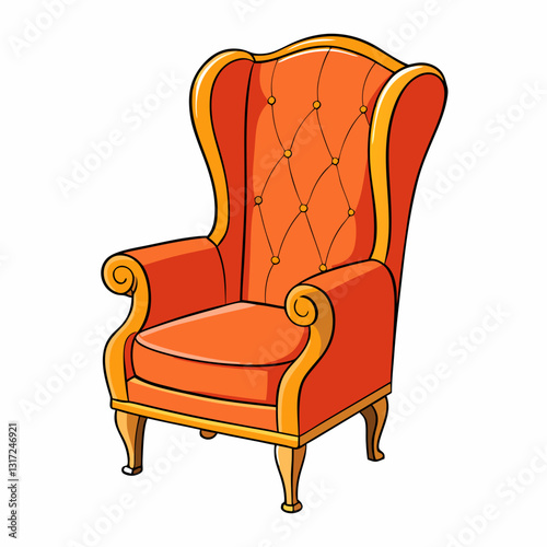 wingback chair isolated on white background