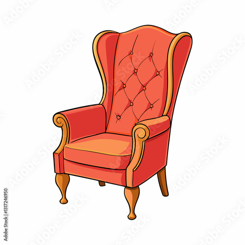 wingback chair isolated on white background