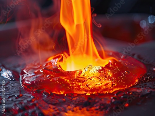 Molten metal brilliance, Abstract fiery inferno captivating artistic vision