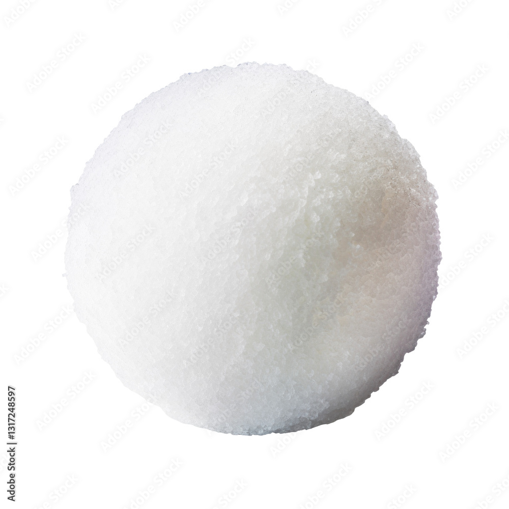 A perfectly round snowball with a slightly roug