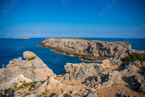 Fototapeta Naklejka Na Ścianę i Meble -  View of Kape Apostolos and Kleides Islands at the very eastern tip of the Karpasia Peninsula in the Turkish Republic of Northern Cyprus. Most easterly point on mainland Cyprus.