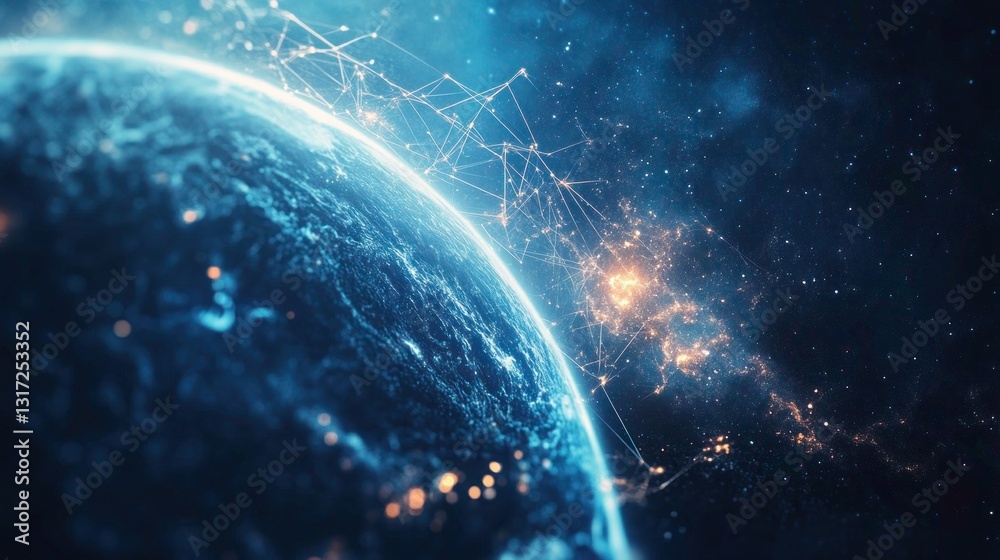 Obraz premium Global connectivity concept with world, network and digital technology